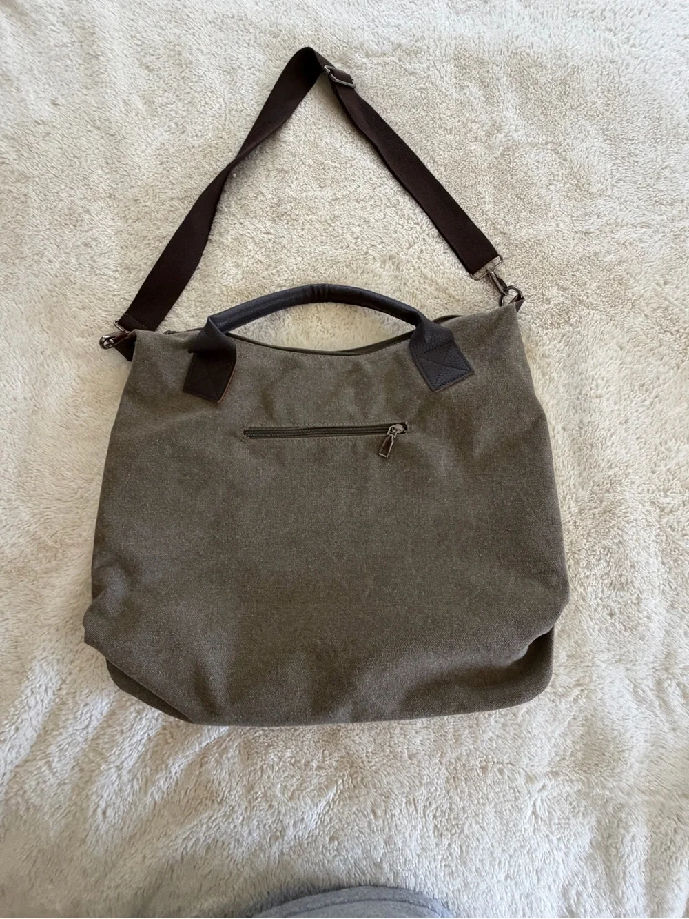 Lush Fashion Canvas & Leather Weekender Tote Olive Green Travel Shoulder Bag
